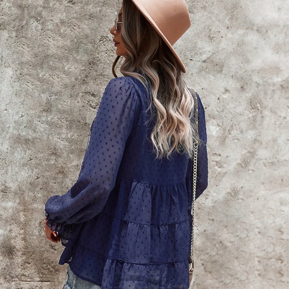 VINTAGE BOHO CHIC LAYERED BELL SLEEVED BLOUSE - Picture 5 of 8